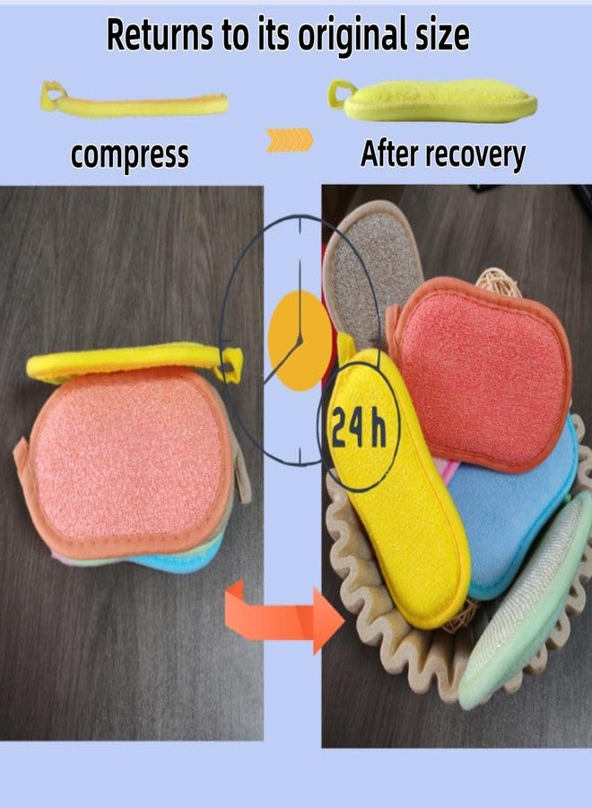 دبليو ام ام إسفنجات تنظيف متعددة الأغراض للمطبخ، إسفنجة تنظيف شديدة التحمل لا تسبب الخدوش، إسفنجة من الألياف الدقيقة قابلة لإعادة الاستخدام للتنظيف المنزلي، عبوة بستة ألوان (6 قطع) - Image 3